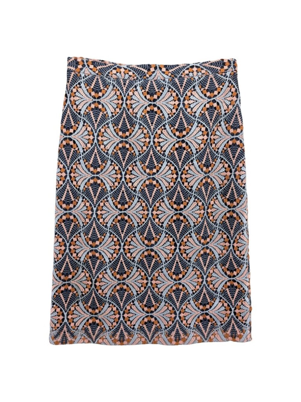 Moulinette Soeurs Svelta Lace Pencil Skirt Multicolor Lined Knee Length Size 8